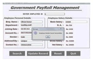 Employee Payroll System ip project for class 12 cbse